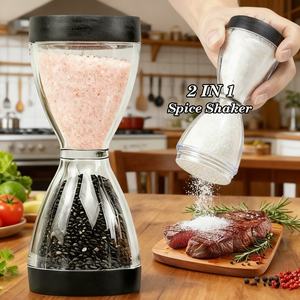 Nouveau shaker à épices portable <span class=keywords><strong>de</strong></span> 100ml avec couvercle hermétique pour le camping en plein air barbecue RV Mini 2-en-1 sablier salière et poivrière - Product Image 1