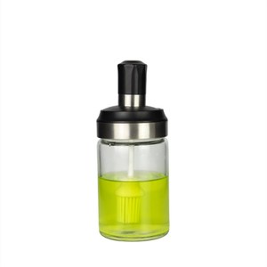 Kitchen Storage Glass 230ml Olive Oil Bottle with Brush Spoon