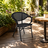 Chaise de jardin, café, parc, extérieur, en rotin PE imperméable, avec structure en fer, moderne, exquise, industrielle, livraison rapide et fiable