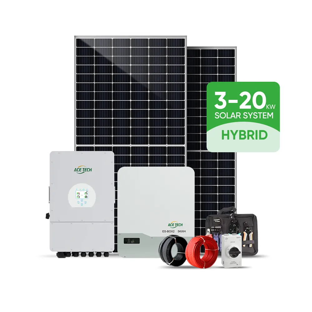 Sistem tenaga surya hibrida, 20kW energi 50kW tiga fase 380v untuk penggunaan komersial dengan tampilan Led dan beberapa pilihan pengisian daya