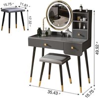 Coiffeuse avec 3 tiroirs et miroir à gradation à écran tactile 3 modes d'éclairage de couleur Bureau de courtoisie pour le maquillage