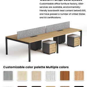 Bureau de bureau moderne modulaire extensible et convertible en acier inoxydable avec cloison de rangement et poste informatique - Product Image 2