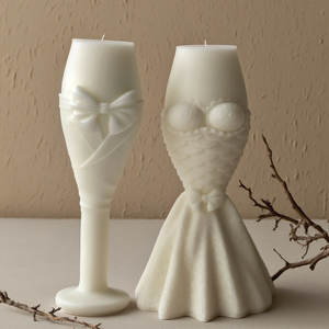 J10-431 Wedding Series Eco-Friendly Silicone Mold Logo Personalizável para DIY para Champagne Cup Shape Decorações Vela Fazendo - Product Image 4