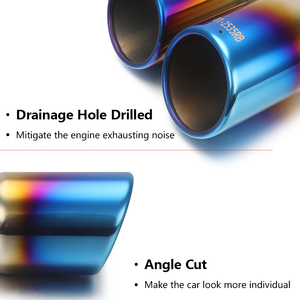 Xe phía sau ống xả tip 2.5 inch đầu vào màu xanh cuối tip ống xả y hình dạng kép màu xanh cuối tip đánh bóng bề mặt ô tô Đuôi Ống - Product Image 5