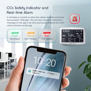 INKBIRD IAQM-128W Moniteur de qualité de l'air 8-en-1 pour CO2/PM2.5/PM10/TVOC/HCHO/AQI/température/humidité IAQM-128W Air ambiant extérieur - Product Image 6