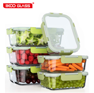 Meal Prep Container Glass Food Storage Container with Plastic Locking Lid