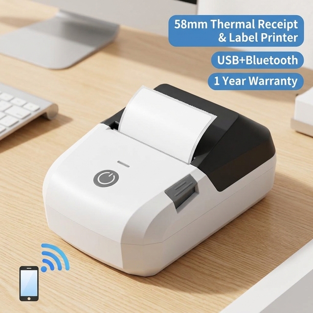 Mobilr 58mm Thermal Label Printer with USB & for 203dpi 2000mAh Battery ESC/POS Compatible in Stock