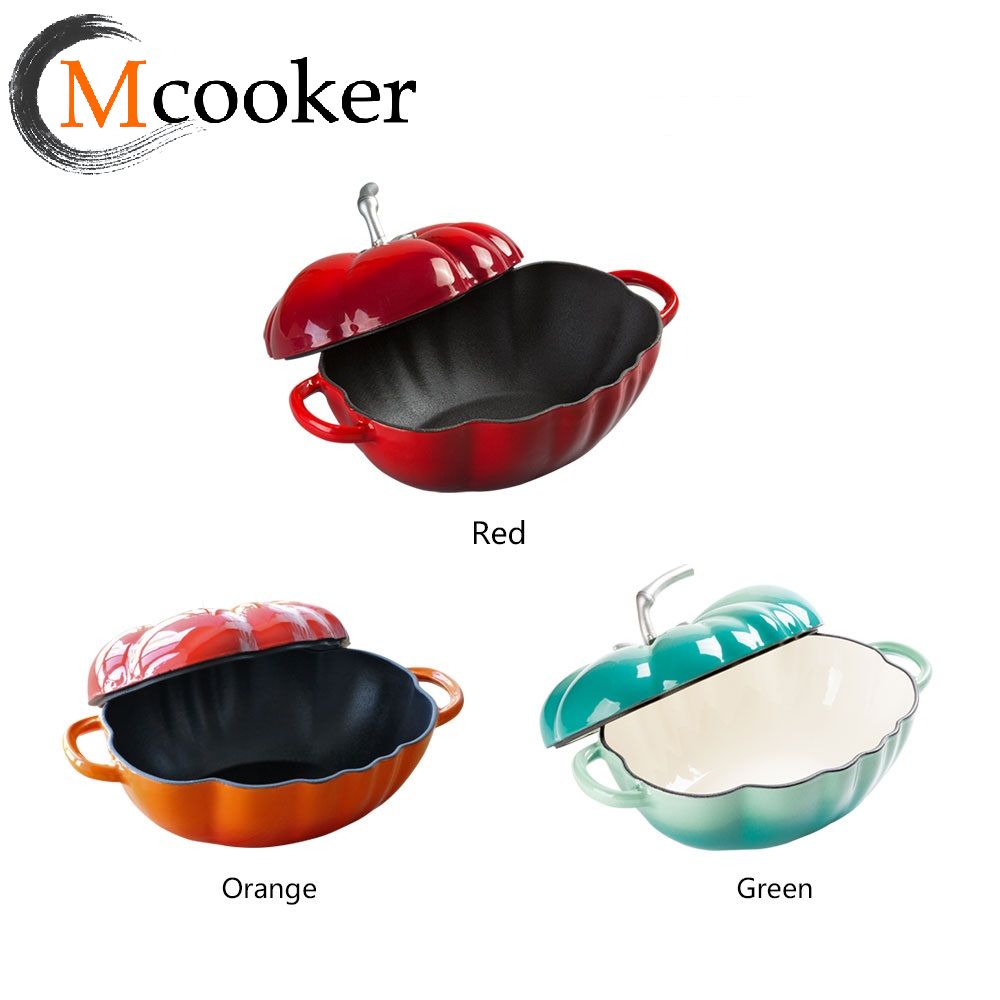 Кухонная посуда mcooker 24 см, новый дизайн, чугунная кастрюля в форме тыквы, чугунная голландская печь, эмалированный горшок