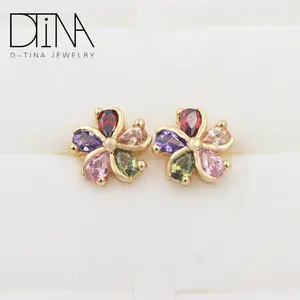 DTINA Gold-Plated Flower Design for Women Findings Zircon Earrings in Guangzhou