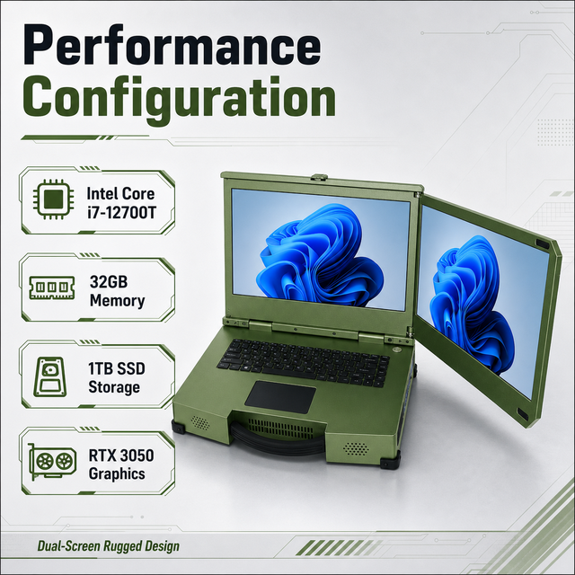 15.6 Inch Dual Screen Rugged Laptop Intel Core I7-12700H 32GB RAM 1TB SSD RTX 3050 Aluminium English Portable Workstation Stock