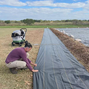 Keset UV pelindung tanah anyam stabil, tikar pelindung rumput Anti lanskap kain hitam gulma - Product Image 3