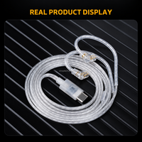 Câble de mise à niveau IEM Type C 0,75 mm, fil OFC plaqué argent à double brin, broche plaquée or, cordon audio supra-auriculaire 120 cm