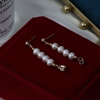 Boucles d'oreilles clous en perles d'eau douce faites à la main, unisexe, polyvalentes pour le quotidien, tige en argent S925, double usage, vente en gros, boucles d'oreilles pour fille
