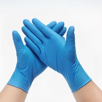 Gants jetables en nitrile bleu sans poudre 6 mil, gants d'examen pour la manipulation des aliments, la cuisine et les travaux ménagers