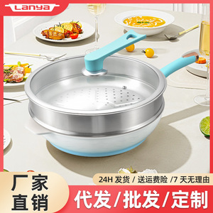 Gradient Blue Wok Non-Stick Frying Pan For Induction Cooktops 32Cm Kitchen Cooking Tool - Product Image 5