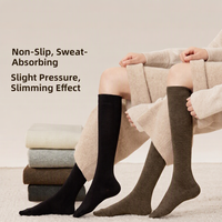 Chaussettes hautes pour femmes, légèrement compressives, amincissantes, antidérapantes, absorbant la transpiration, couleur unie, pour usage quotidien