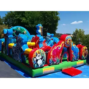 Moonwalk Commercial Custom Wild Animals Combo Kingdom Inflatable Bouncer Jumping Bouncy Castle Jumper Bounce House With Slide