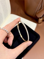 Bracelet fin empilable en or 18 carats entièrement pavé de diamants de laboratoire pour femme, bijoux fins, en stock