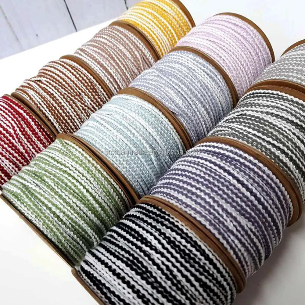 Corde tricotée 3.5 en coton, 50yards, 100% MM, à motif ondulé, 15 couleurs, personnalisé, pour sac en macramé