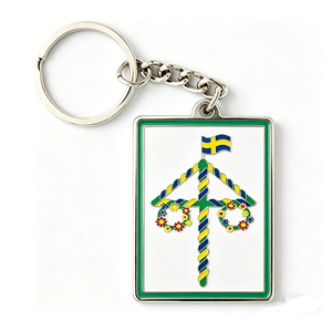 Porte-clés personnalisé en alliage de zinc émaillé souple, motif Maypole d'été, plaqué nickel, style vintage, souvenir de festival pour touristes - Product Image 1