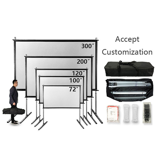 2023 High Quality120 Inch 16:9/4:3 Projector Screen Folding Portable Dacron Mobile Film Curtain Canvas Outdoor Projection Screen