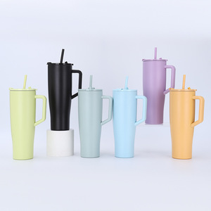 Tumbler Stainless Steel Kapasitas Besar 40oz Custom Pabrik, Mug Perjalanan Logam Vakum Terisolasi Dengan Gagang dan Sedotan - Product Image 1