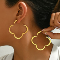 Cross Border <strong>Best</strong> <strong>Selling</strong> Vintage Stud <strong>Earrings</strong> Wholesale <strong>Bulk</strong> Gold Plated Stainless Steel Large Flower <strong>Earrings</strong> Jewelry Women