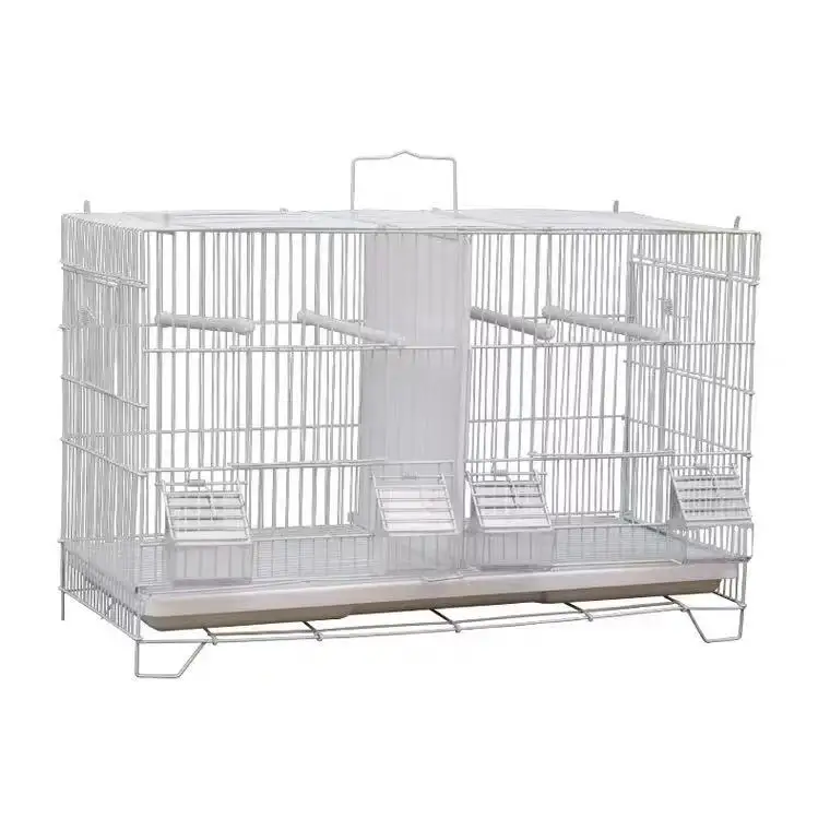 Cage d'intérieur pour les oiseaux, dispositif en métal avec Partition en acier inoxydable, 2 unités, pour l'alimentation des animaux domestiques