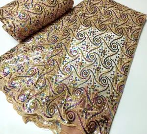 OK6024 nylon lace garment fabric mesh sequin embroidery