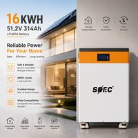 Batterie domestique évolutrice de 16 kWh, 51,2 V 314 Ah LiFePO4, prend en charge jusqu'à 15 unités en parallèle pour un stockage de grande capacité de 240 kWh