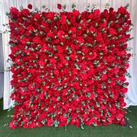 Dinding Bunga Simulasi Mawar Buatan Tangan dari Sutra Seri Merah Huatai untuk Latar Belakang Pernikahan, Lamaran, Hari Valentine, Hari Ibu