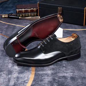 Chaussures Derby en cuir véritable de haute qualité pour hommes, chaussures habillées formelles de mariage, chaussures de bureau, chaussures de travail, semelle en cuir - Product Image 5