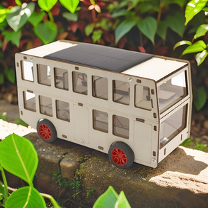 Autobús de Dos Pisos con Energía Solar, Kit de Madera, Juguete Educativo STEM para Niños de 7 a 9 Años - Product Image 1