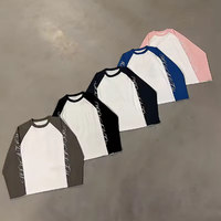 Camiseta de Manga Larga Raglán con Estampado Personalizado, Venta al Por Mayor, OEM, ODM, Marca Privada, Camiseta de Béisbol para Marcas de Ropa Urbana y Revendedores