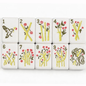 Tuiles de Mahjong américaines en acrylique/mélamine à rayures fines couleur bois naturel, design de luxe, quatre couches, 160 pièces, MU PAI automatique - Product Image 5
