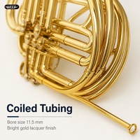 Terompet Prancis Bb 3 Kunci, Logam Berlapis Lacquer, Bell Terintegrasi dengan Mouthpiece dan Tas Gig untuk Latihan Band Sekolah