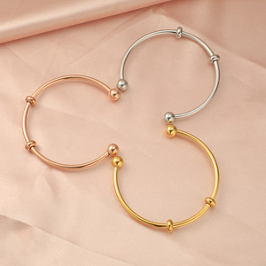 Phụ Nữ Của Thép Không Gỉ Cơ Bản Cuff Cho Vòng Đeo Tay Mở Bead DIY Phụ Kiện Có Tính năng <span class=keywords><strong>Add</strong></span>-<span class=keywords><strong>On</strong></span> Bead Quyến Rũ Thời Trang Cuff Vòng Đeo Tay - Product Image 5