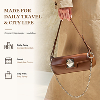 Cuir Véritable Contemporain Chic Élancé Abricot Est-Ouest Épaule Sac à Main pour Femme pour la Ville et les Soirées