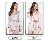 Robe de nuit de luxe pour femmes, pyjama à manches longues, vêtements en soie, pyjama Sexy en Satin, vente en gros,