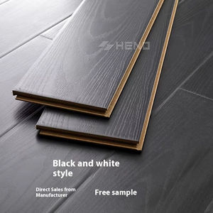 Parquet en chêne massif noir pur et blanc pur pour décoration intérieure professionnelle, installation par système de clic, idéal pour salon - Product Image 2