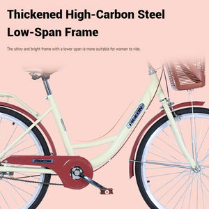 Gran oferta, <span class=keywords><strong>bicicleta</strong></span> clásica Vintage de 24/26 pulgadas para <span class=keywords><strong>mujer</strong></span>, <span class=keywords><strong>bicicleta</strong></span> <span class=keywords><strong>urbana</strong></span> de acero de alto carbono, cesta de <span class=keywords><strong>Bicicleta</strong></span> de ciudad de una sola velocidad - Product Image 5