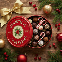 Boîte cylindrique rustique de Noël en métal, grand récipient de rangement pour les fêtes, idéal pour spaghetti, snacks et friandises de Noël