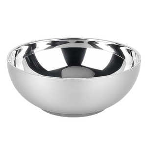 Ensemble de bols à salade ronds en acier inoxydable classique moderne avec finition polie, lavable au lave-vaisselle, pour un service alimentaire durable - Product Image 1