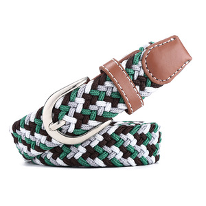 Cinturón de cintura trenzado elástico de lona para hombres y mujeres Cinturones elásticos de moda con aleación para hebilla - Product Image 2