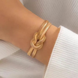 QX01 펑크 힙합 나비 매듭 블레이드 체인 남녀공용 18K 금도금 여름 목걸이와 팔찌 - Product Image 3