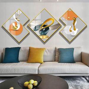 Pintura de decoración del hogar abstracta de lujo personalizada, Tríptico de forma especial, marco de arte de pared, decoración de pared, pintura de porcelana de cristal grande - Product Image 5