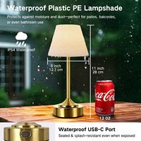 Lampe de table flexible sans fil rechargeable IP54, batterie 4000 mAh DC, indicateur USB-C, gradation tactile, réglable, économie d'énergie