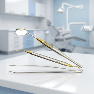 Kit de Examen Dental Premium de 3 Piezas – Espejo Bucal de Acero Inoxidable, Sonda Exploradora Sickle y Juego de Pinzas College con Acabado de Lujo - Product Image 2