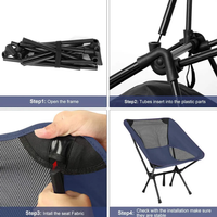 Camping en plein air dossier haut lune chaise pliante Portable métal pique-nique chaise pliante pêche plage lune chaise