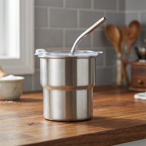 Mignonne tasse à expresso isotherme personnalisée en acier inoxydable de 300 ml avec paille pour le camping en extérieur - Product Image 3